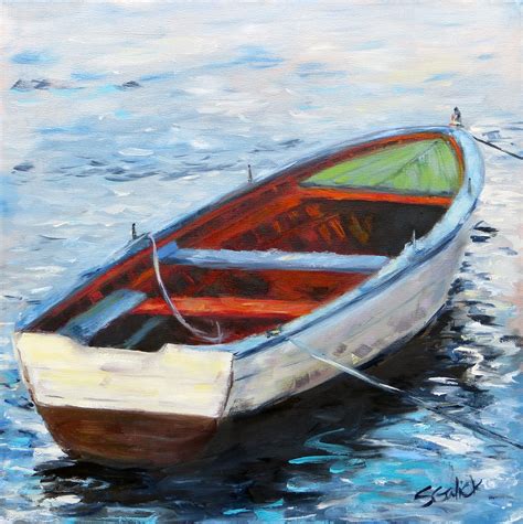 West Coast Row Boat Painting by Susan Galick