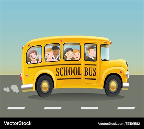 Cartoon school bus with children Royalty Free Vector Image