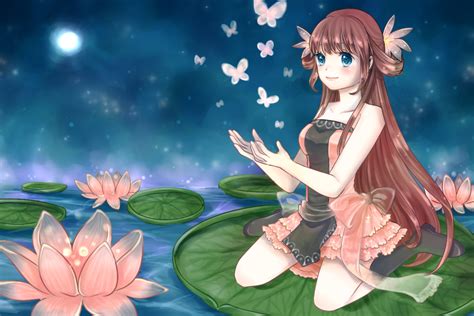 Lake of lotus by AmiMochi Red Hair Girl Anime, Girls With Red Hair ...