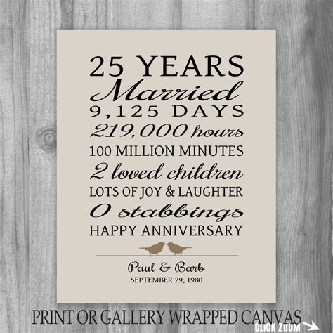 25 Year Anniversary Gift 25th Anniversary Art Print | 25 year ...