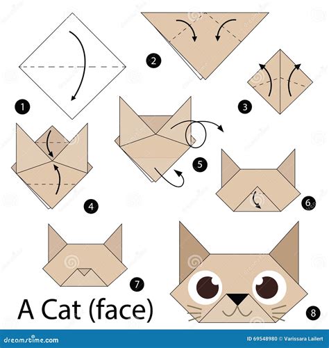 Instructions étape-par-étape Comment Faire à Origami Un Chat ...