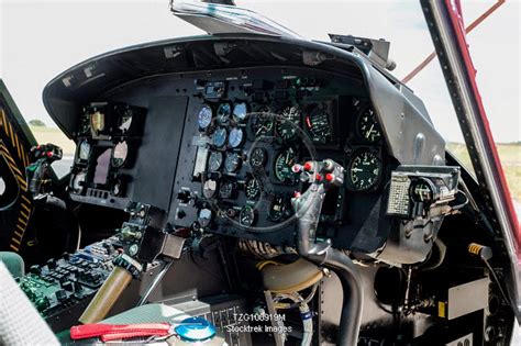 Cockpit of the Bell UH-1D Huey helicopter. | Stocktrek Images