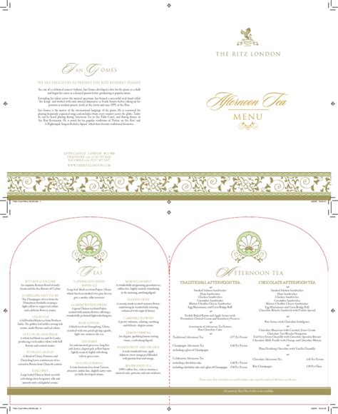 The Ritz London Afternoon Tea Menu (Read in "Full screen") | Tea | Hot ...