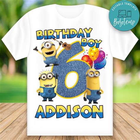 Printable Minions Custom Shirt Template Instant Download | Bobotemp ...