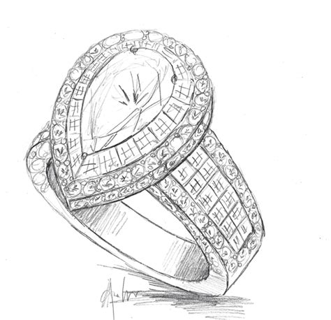 Free Hand Drawing Design of Custom Engagement Ring