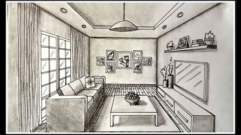 Drawing A Living Room In One Point Perspective drawing a living room in ...