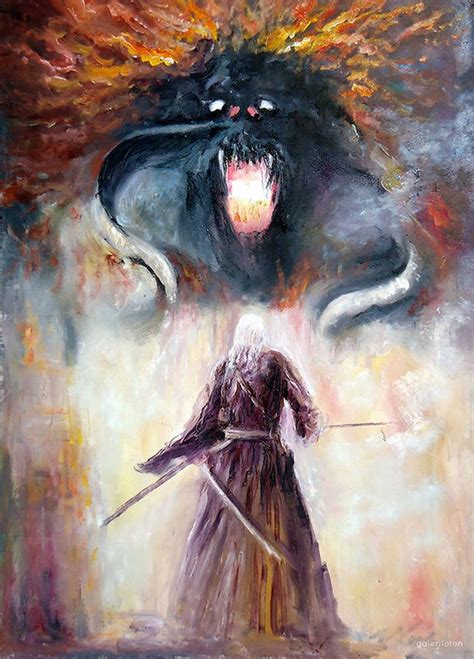 Middle Earth Print on Canvas by Naci Caba Balrog vs Gandalf Canvas ...