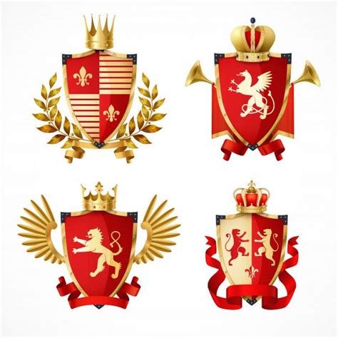 Heraldic coat of arms on shields realistic set Free Vector Certificate ...