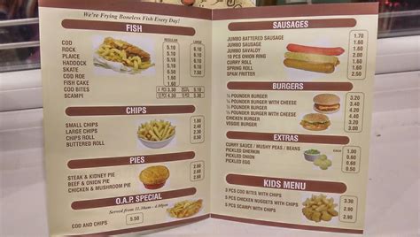 Menu at Anchor Fish and Chips fast food, Ongar