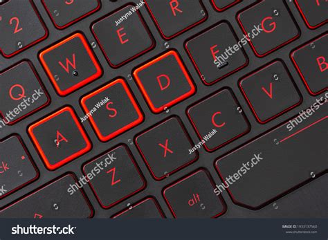 Black Gaming Keyboard Red Backlight Closeup Stock Photo 1933137560 ...