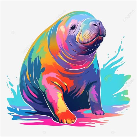 Colorful Manatee Modern Pop Art Style Manatee Illustration Manatee ...