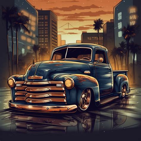 Chevrolet 3100 Lowrider Bomb Pickup Truck Chevy Low Rider Art Poster ...