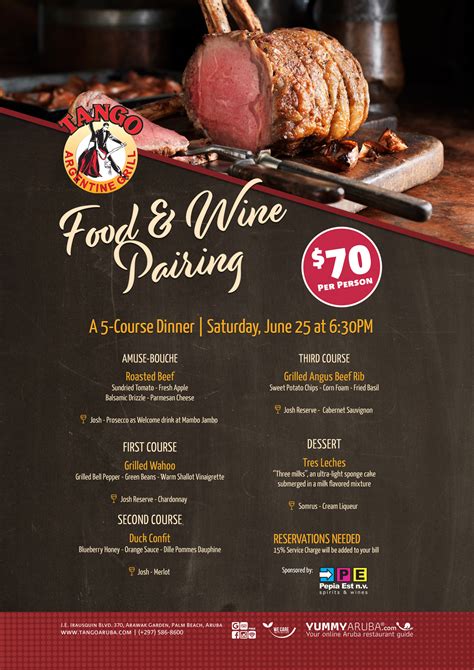 An exclusive Food & Wine Pairing Dinner at Tango Argentine Grill