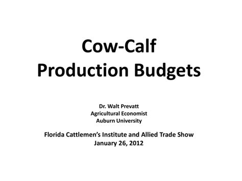 Cow-Calf Production Budgets