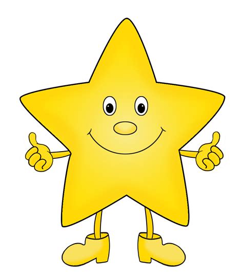 a cartoon yellow star with one hand and two legs, giving the thumbs up sign