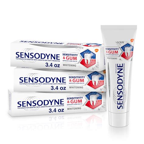 Sensodyne Sensitivity & Gum Whitening Toothpaste, 3.4 Ounces (Pack of 3 ...