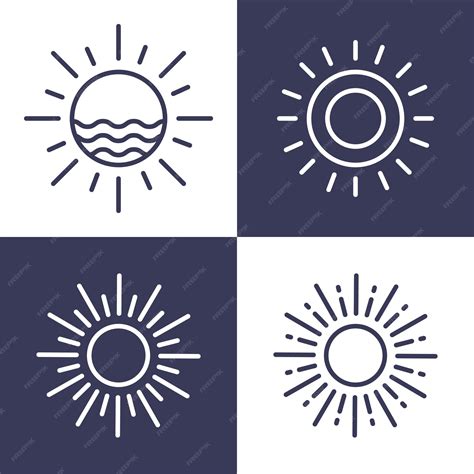 Premium Vector | Sun logo design outline set