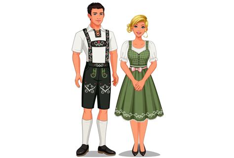 Couple in traditional German clothing 1265665 Vector Art at Vecteezy