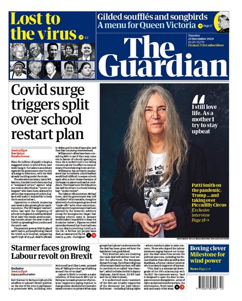 Guardian Front Page 29th of December 2020 - Tomorrow's Papers Today!