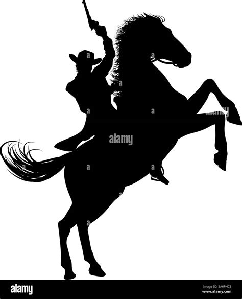 Cowboy On Horse Silhouette Lasso