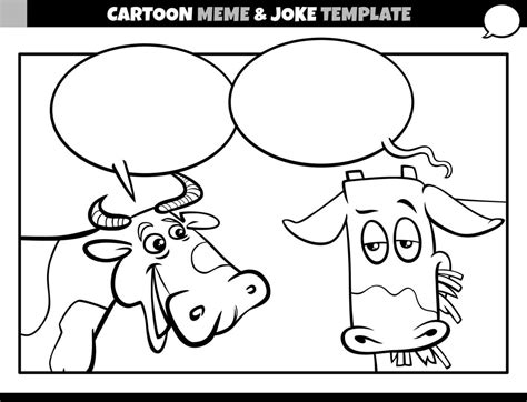 black and white cartoon meme template with comic cows 9885837 Vector ...