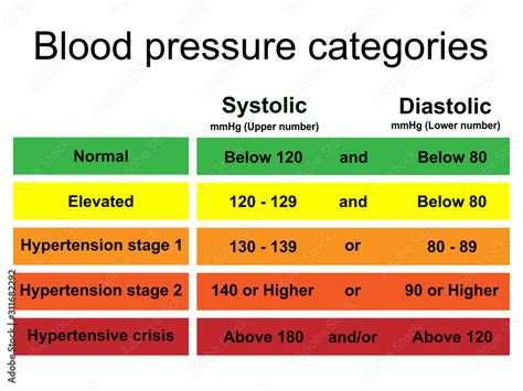 Periodic table of blood pressure categories infographic isolated on ...