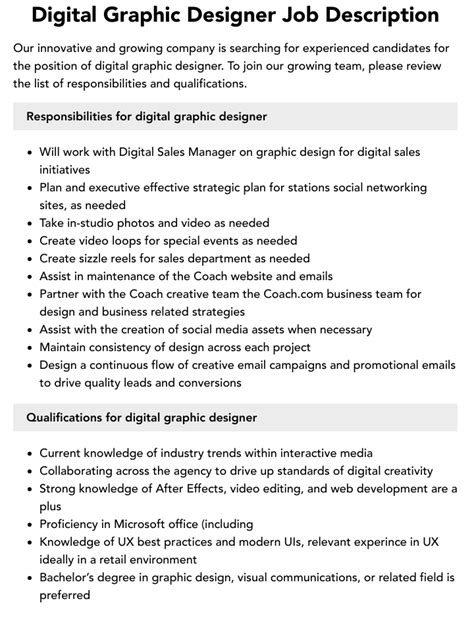 Digital Graphic Designer Job Description | Velvet Jobs