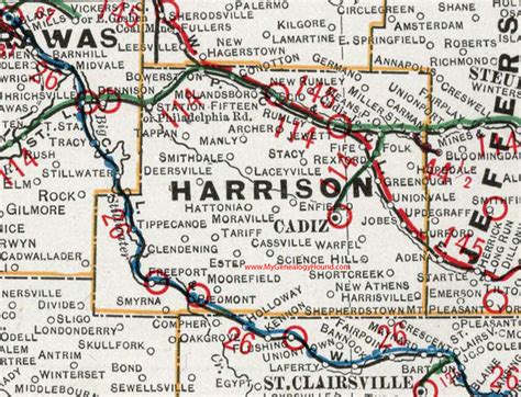 Harrison County, Ohio 1901 Map Cadiz, OH