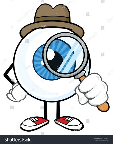 Eyeball Detective Cartoon Mascot Character Look Stock Vector (Royalty ...