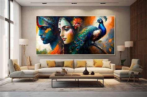 Buy Krishna Painting Modern Indian Art Radha Krishna Asian Art Online ...