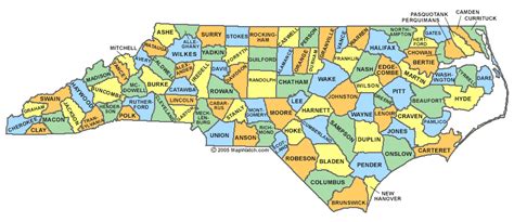 North Carolina County Map Region | County Map Regional City