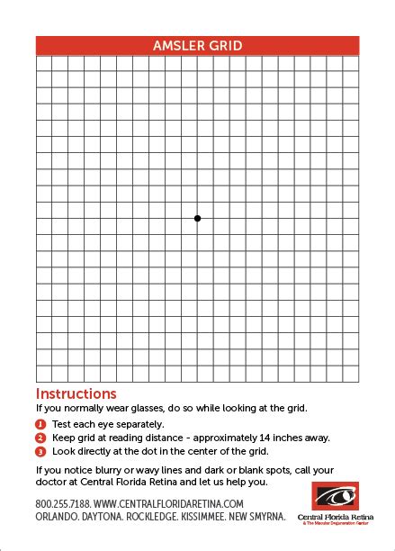 Printable Amsler Grid Eye Test