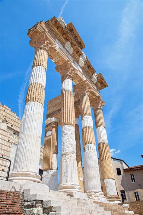 Brescia - the Roman Ruins of Capitolium Stock Image - Image of ...