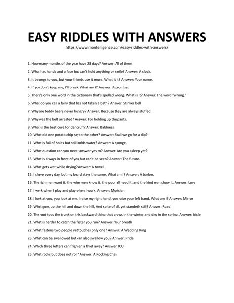 English Riddles With Answers Easy Riddles With Answers – NBKomputer