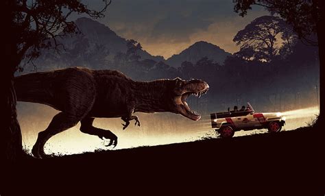 HD wallpaper: Jurassic Park, Car, Dinosaur, Tyrannosaurus Rex ...