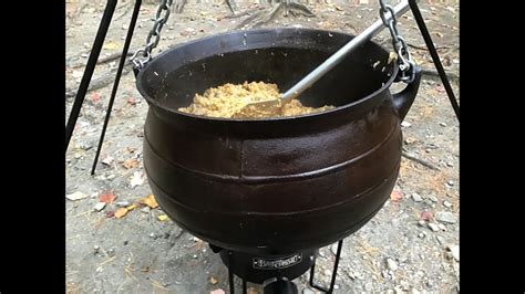 Jambalaya in a 15 Gallon Cast Iron Cauldron - YouTube