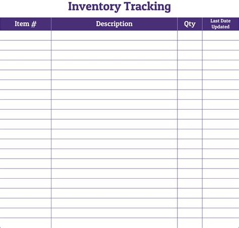 Free Printable Editable Inventory Sheet