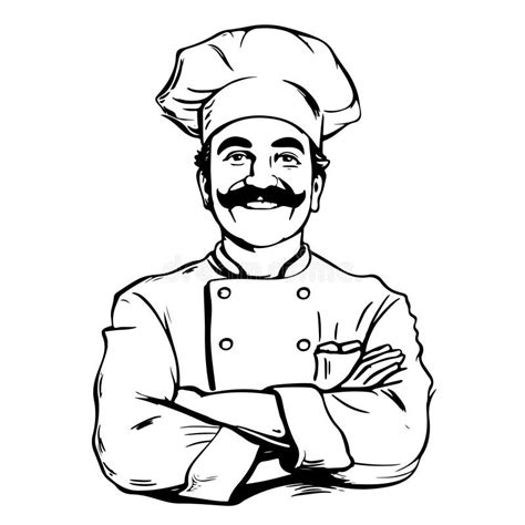 Happy Chef in Hat. Sketch Vector Stock Vector - Illustration of cook ...