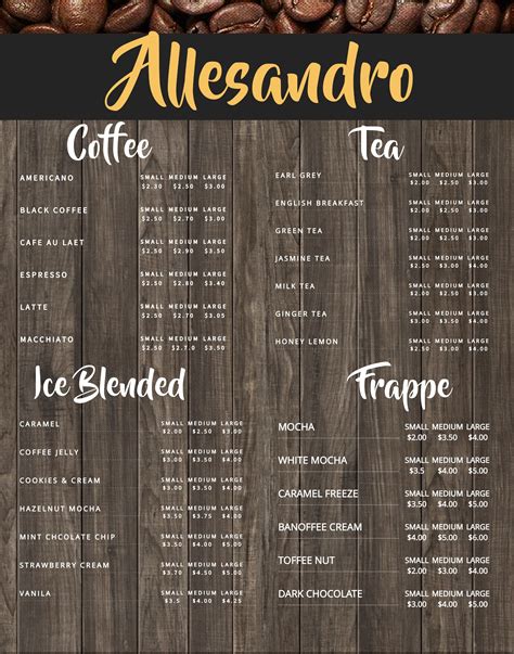 Coffee Shop Menu Board Design Template