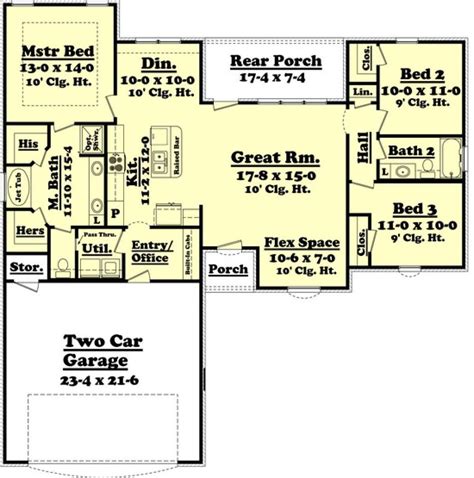 House Plan 041-00057 - Ranch Plan: 1,500 Square Feet, 3 Bedrooms, 2 ...