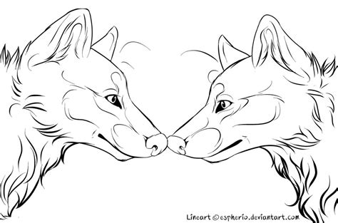 Wolf Couple free Lineart (MS Paint friendly) by Espherio on DeviantArt