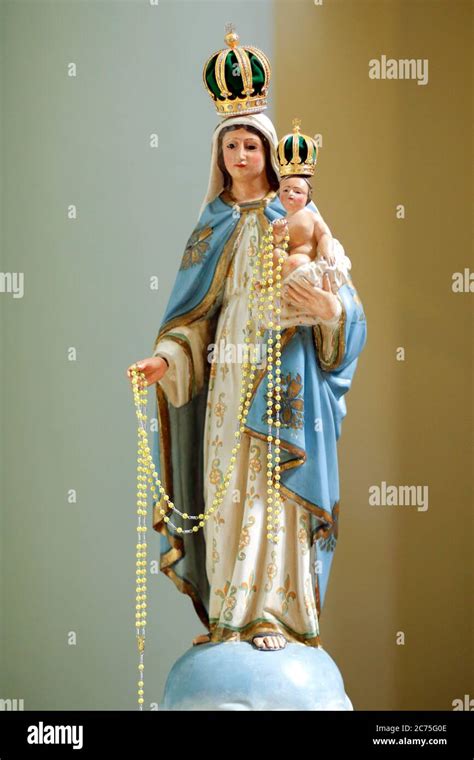 Statue of the image of Our Lady of the Rosary, the Holy Rosary or the ...