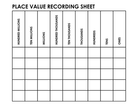 Free Printable Place Value Charts