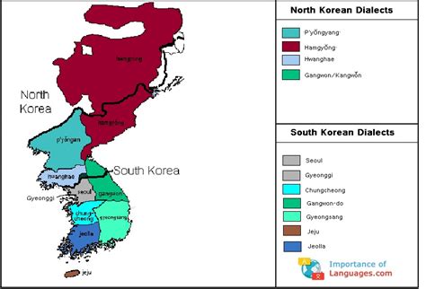 Korean Language Dialects List / Map - ImportanceofLanguages.com