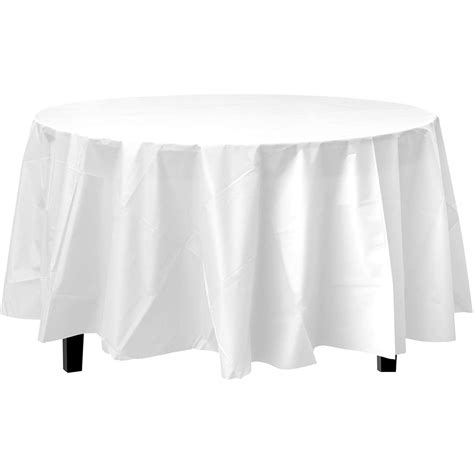 Bulk Premium Plastic Disposable 84 inch Round Tablecloth, White Round ...