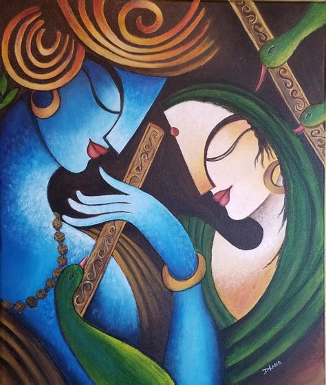 Abstract Paintings Of Lord Krishna And Radha