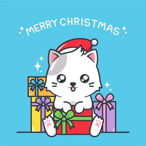 cute christmas cat with present 6208316 Vector Art at Vecteezy