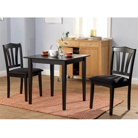 3-Piece Wood Dining Set with Square Table and 2 Chairs in Black ...