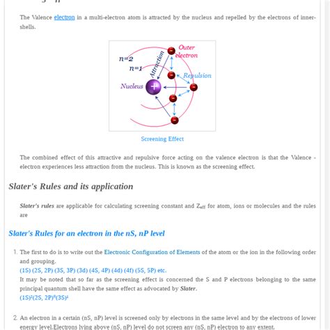 Slater's Rule Shielding - Online Chemistry