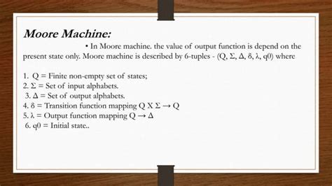 Applications of Mealy & Moore Machine | PPT